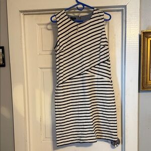 Talbots Black and White Striped Mini Dress